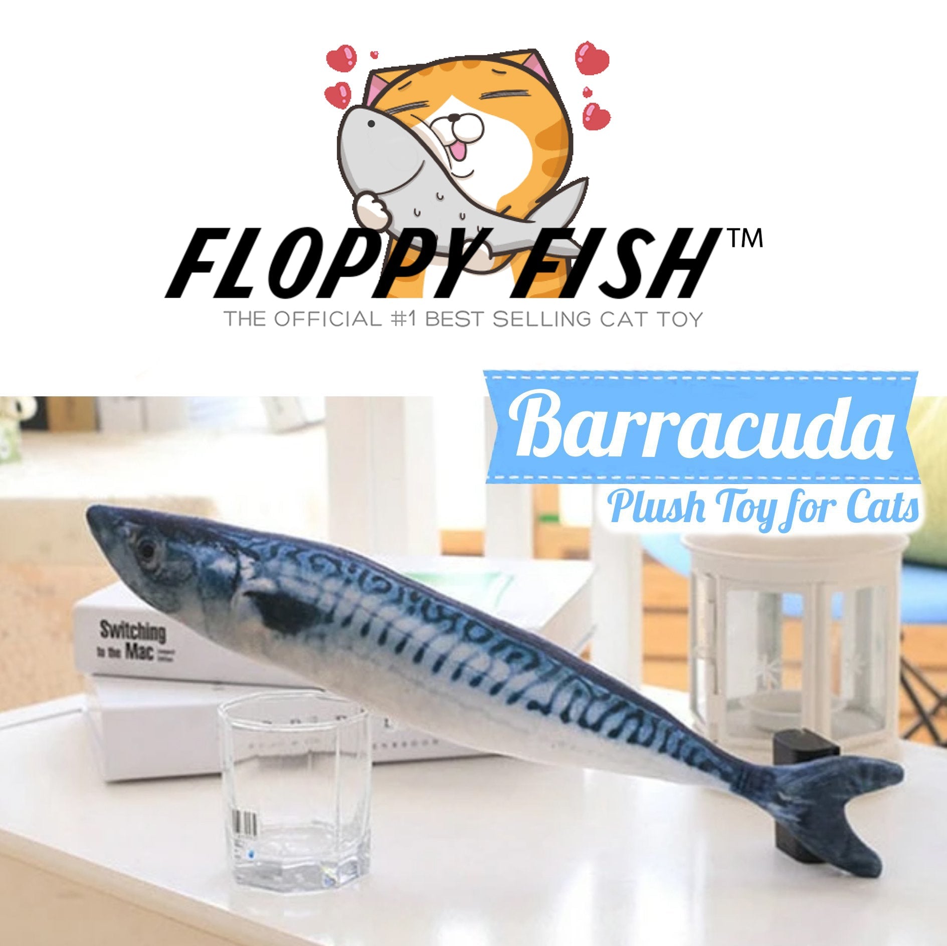Floppy Fish Original Plush Cat Toy Barracuda