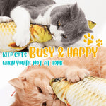 Load image into Gallery viewer, Cats Playing With Two Fish Shaped Cat Toys
