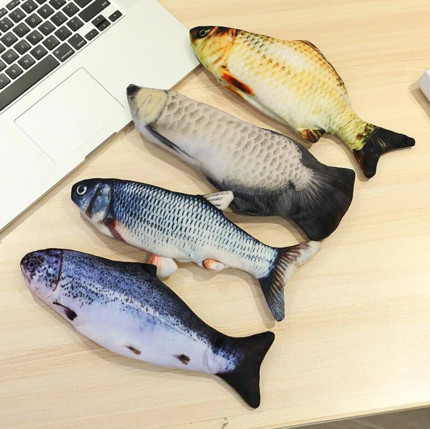 Four Different Floppy Fish Flopping Moving Dog Cat Toys