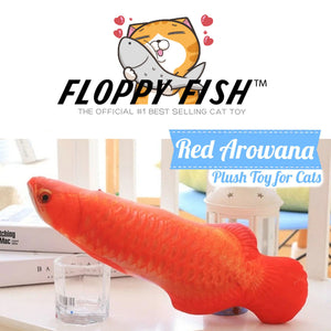Official Floppy Fish Plush Cat Kicker Toy, Red Arowana Texture
