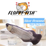 Load image into Gallery viewer, Floppy Fish Plush Cat Toy Silver Arowana
