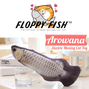 Original Floppy Fish Interactive Fish Kicker Toy For Cats That Moves, Arowana Textured With Catnip
