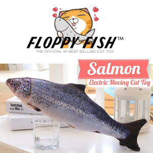 Original Floppy Fish Interactive Fish Kicker Toy For Cats That Moves, Salmon Textured With Catnip