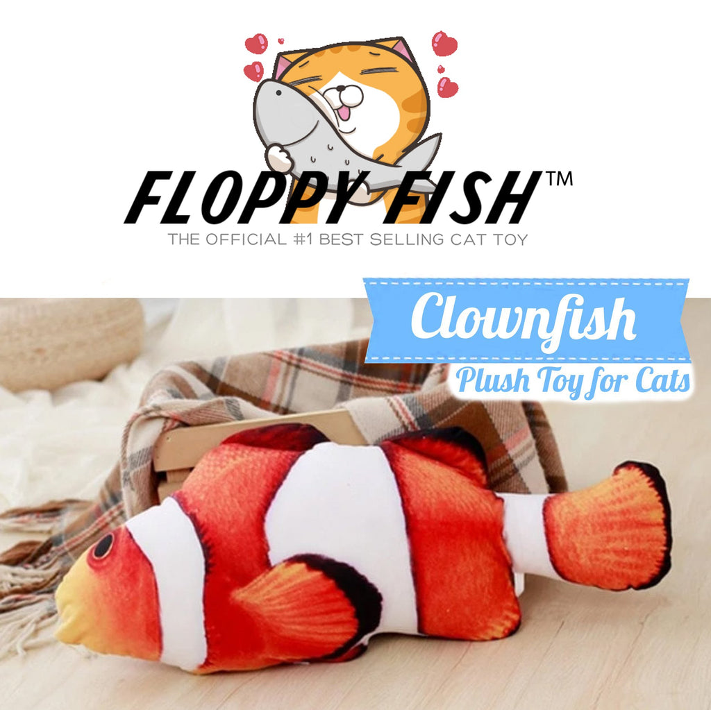 Floppy Fish Official Plush Cat Toy Clownfish